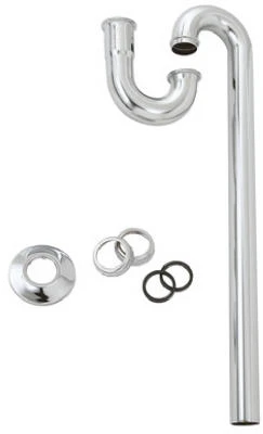 1 and 1 Quarter Inch Outer Diameter Tube Slip Joint with 20 Inch Chrome Lavatory Floor Drain S Trap