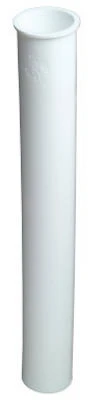 Flanged Kitchen Drain Tailpiece, White Plastic, 1.5 O.D. Tube x 12 In.