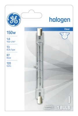 Halogen Quartz Bulb, Clear, 3-1/4 In., 150 Watt