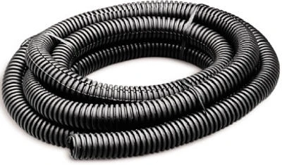 Split Flexible Tubing, Black, Corrugated, 0.5-In. x 7-Ft.