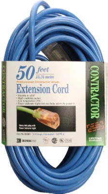 50 Ft. 12/3 SJTW-A Blue Extension Cord