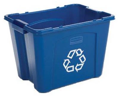 Recycling Box, Blue with White Recycle Imprint, 14 Gallons