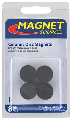 Ceramic Disc Magnet, .75 x 3/16-In.