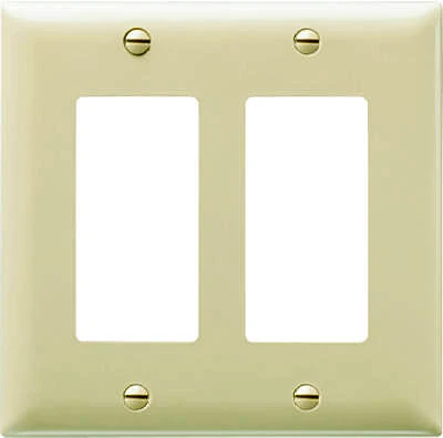 Pass & Seymour 2 Gang Wall Plate, Urea Material, Ivory Finish, Model Sp262iu