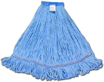 4 Ply Natural Cotton/rayon Blend Yard Mop Head, Looped End, Wide Band, Large, Blue