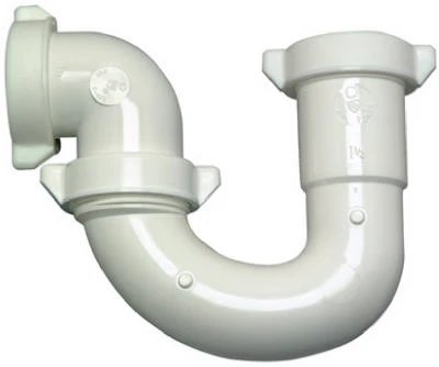 Lavatory/Kitchen Drain Trap, White Plastic, 1.25 - 1.5-In. Tube Slip Joint