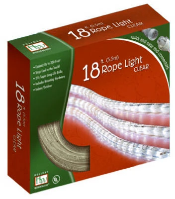 Christmas Rope Light Set, Clear, 18-Ft.