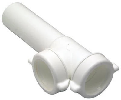 White Plastic Lavatory and Kitchen Drain End Outlet Tee with Tailpiece