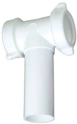 White Plastic Lavatory and Kitchen Drain Center Outlet Tee with Tailpiece