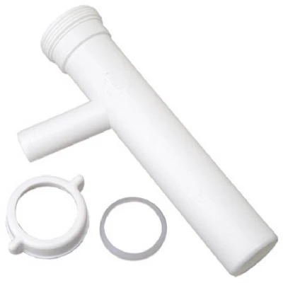 White Plastic Dishwasher Branch Tailpiece, 8 Inches Length