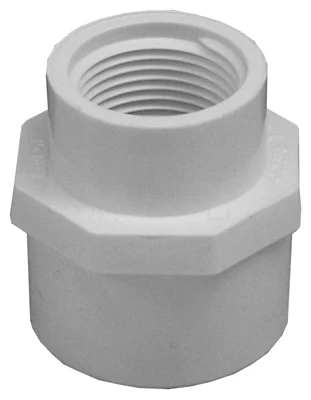 Schedule 40 Reducing Pipe Adapter, Slip x FPT, White, 1 In. x 3/4 In.