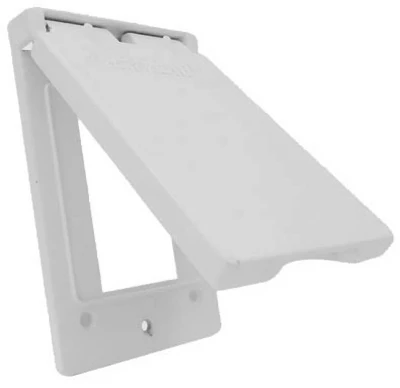 Weatherproof Vertical GFI Flip Cover, Single Gang, White