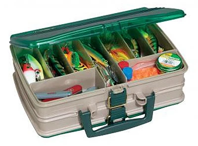 Tackle Box, Satchel-Style, 20-Compartment, Sandstone/Green