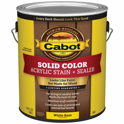 Solid Acrylic Decking Stain + Sealer, White Base, 1-Gallon