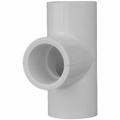 Schedule 40 PVC Reducing Tee, White, 1-1/2 x 1-1/2 x .1 In., Slip x Slip x Slip