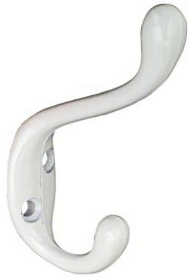 Hat & Coat Hook, Heavy-Duty, White, Holds 75-Lbs.