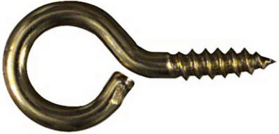 Screw Eye, Large, Brass, 1-3/16 In., #12, 5-Pk.