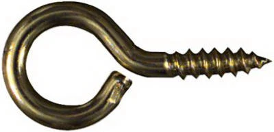 Screw Eye, Large, Brass, 1-1/16 In., #14, 6-Pk.