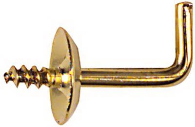 Screw-In Shoulder Hook, Solid Brass, 1-1/2 In., 2-Pk.