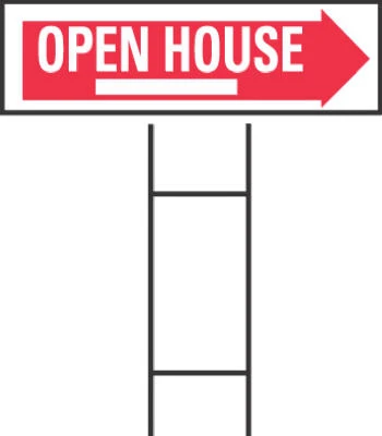 Open House Sign, with Frame, 6 x 24-In.