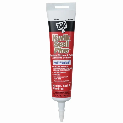 Kwik Seal Plus Kitchen/Bath Microban Caulk, White, 5.5-oz.