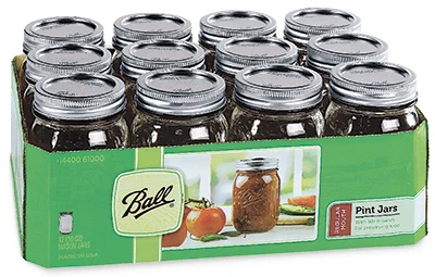 Tapered Mason Jars with Closures, 16 oz., 12-Pk