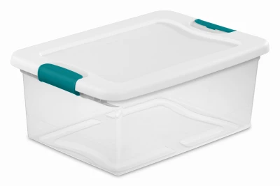 15 Qt. Clear/white Latching Storage Box - Stackable And Versatile