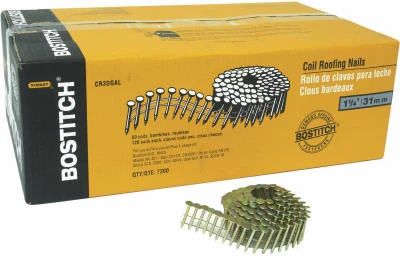 Collated Coil Roofing Nails, 1 In., 7,200-Pack