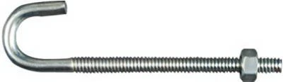 J Bolt, Zinc, 1/4 x 4-In,
