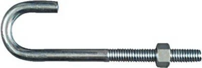J Bolt, Zinc, 3/8 x 5 In.