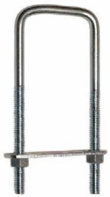 Square U-Bolt With Plate & Hex Nuts, Zinc, 3/8 x 3-5/8 x 4 In.