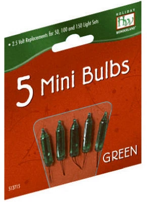 Christmas Lights Replacement Bulb, For 50, 100 & 150-Light Sets, Green, 2.5-Volt