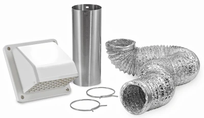 4 In. X 8 Ft. Dryer Exhaust Wall Hood Vent Kit - 6 Piece Set
