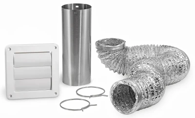 1379w Wall Louvered Vent Kit, Plastic, White, 4 In X 8 Ft