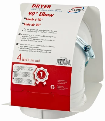 4 In. Abs White Plastic Quick Fit Dryer Exhaust Elbow With Clamp