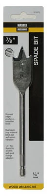 Wood Boring Spade Drill Bit, 7/8 Inch Diameter, High-Speed Steel Construction