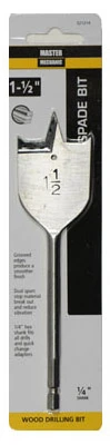 Wood Boring Spade Drill Bit, 1.5 In.