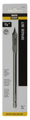 Wood Boring Spade Drill Bit, 3/8 Inch Diameter, High-Speed Steel Construction