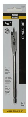 Wood Boring Spade Drill Bit, 7/16 In.