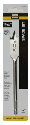 Wood Boring Spade Drill Bit, 11/16 Inch Diameter, High-Speed Steel
