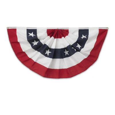 U.S. Fan Flag Bunting, Pleated Polycotton, 3 x 6-Ft.