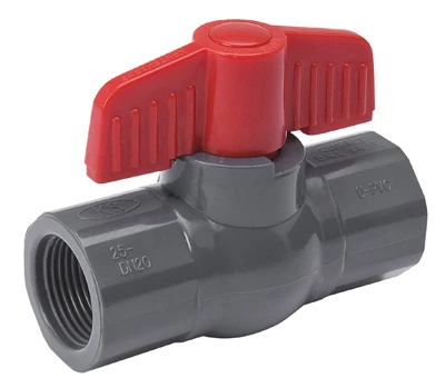 Threaded Ball Valve, Gray PVC, 1/2 In.