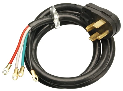 4-ft. 10/4 Srdt Black Round Dryer Cord With Right Angle Male Plug
