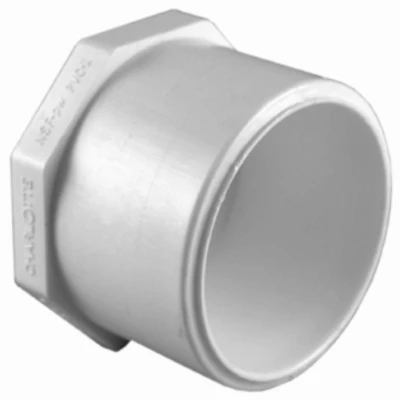 Schedule 40 PVC Plug Spigot, White, 1-1/4 In.