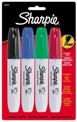 Permanent Markers, Assorted Colors, 4-Pk.