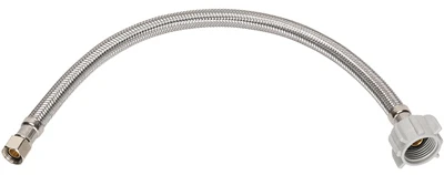 Stainless Steel Toilet Connector, 1/2 Compression X 7/8 Ballcock X 12 Inches