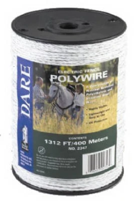 Electric Fence Wire, White Poly & 3-Wire Stainless Steel, 820 Ft. Spool