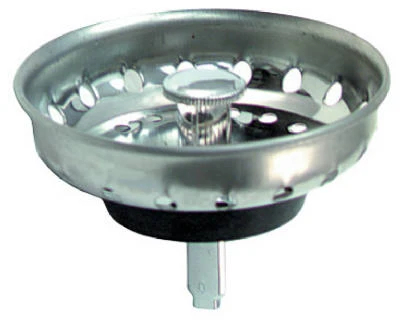 Basket Sink Strainer with Post, Chrome Finish, Durable Stainless Steel, Fits Standard Drains