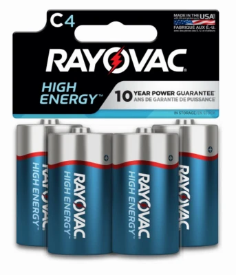 High Energy Alkaline C Cell Batteries, 4 Pack