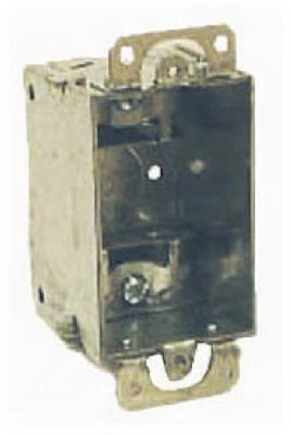 Gangable Steel Switch Box with Plastic Ears and BX Clamps, 3 by 2 Inches Deep
